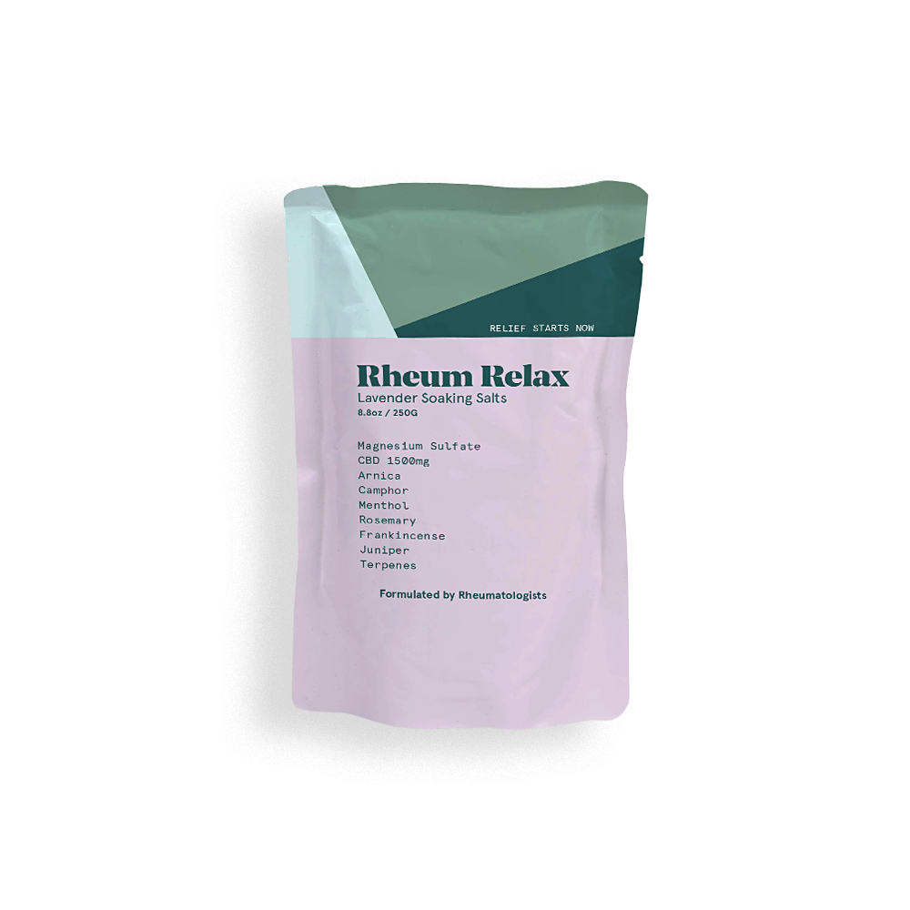 Rheum Relax packaging with green and purple design on a white background